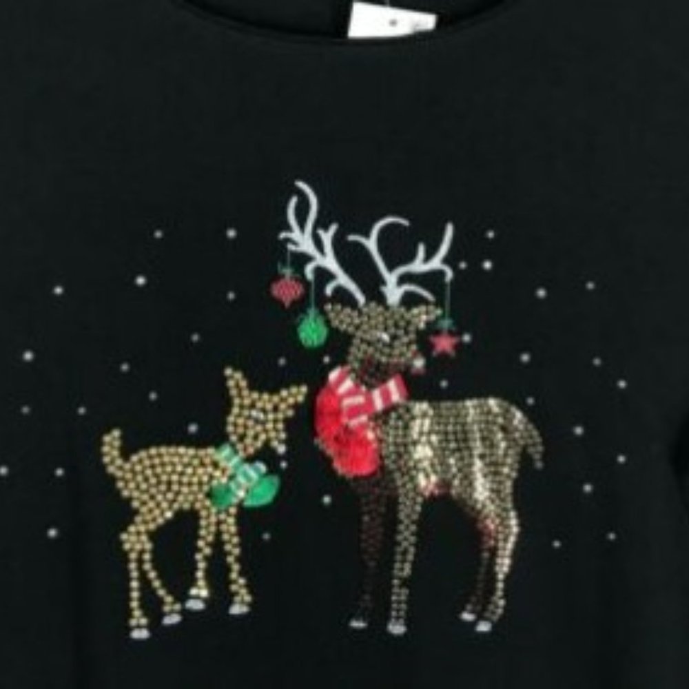NWT Karen Scott Graphic Christmas Reindeer Top - Picture 3 of 3